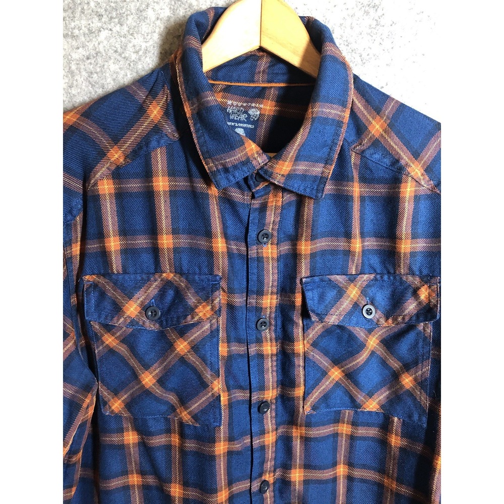 Mountain Hardwear Shirt Mens XL Blue Plaid Trekkin Flannel Hike Camp Outdoors